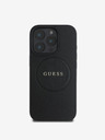 Guess Guess PU genarbtes klassisches Logo MagSafe Back Cover für iPhone 16 Pro Max Schwarz