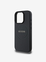 Guess Guess PU genarbtes klassisches Logo MagSafe Back Cover für iPhone 16 Pro Max Schwarz