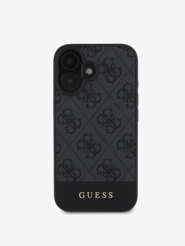 Guess Guess PU 4G Stripe Back Cover für iPhone 16 Grau