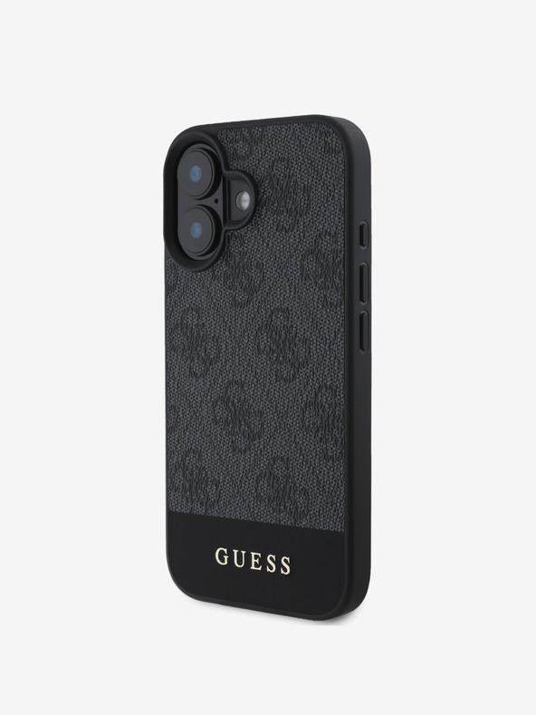 Guess Guess PU 4G Stripe Back Cover für iPhone 16 Grau