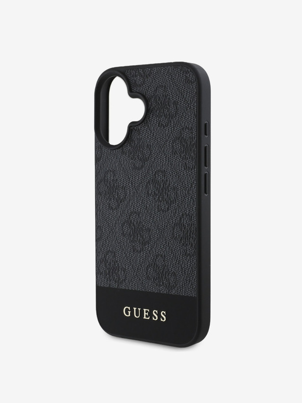 Guess Guess PU 4G Stripe Back Cover für iPhone 16 Grau