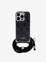 Guess Guess IML 4G Printed Crossbody Strap Back Cover für iPhone 16 Pro Schwarz