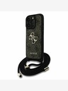 Guess Guess PU PU 4G Metal Logo Crossbody Strap Back Cover für iPhone 16 Pro Braun