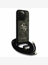 Guess Guess PU PU 4G Metal Logo Crossbody Strap Back Cover für iPhone 16 Pro Braun