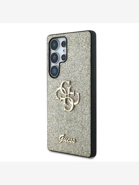 Guess Guess PU Fixed Glitter 4G Metall-Logo Rückseite für Samsung Galaxy S25 Ultra Gold