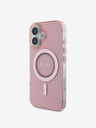 Guess Guess IML Strass Ring MagSafe Back Cover für iPhone 16 Pink