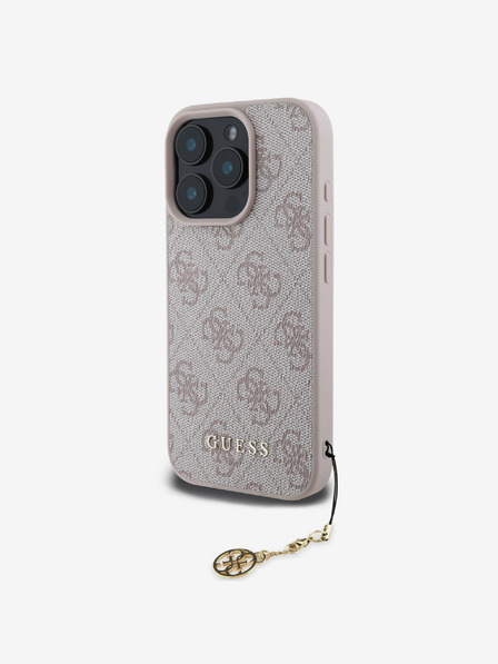 Guess Guess 4G Charm Back Cover für iPhone 16 Pro Max Ton in Ton Pink