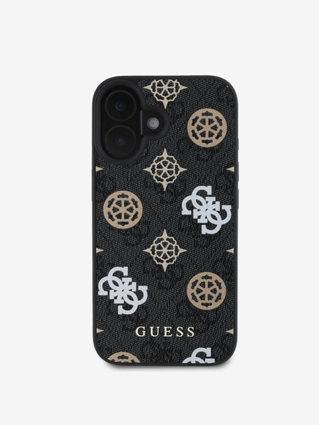 Guess Guess PU 4G Peony MagSafe Back Cover für iPhone 16 Schwarz