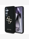 Guess Guess PU Genarbtes 4G Metall Logo Back Cover für Samsung Galaxy S25 Schwarz