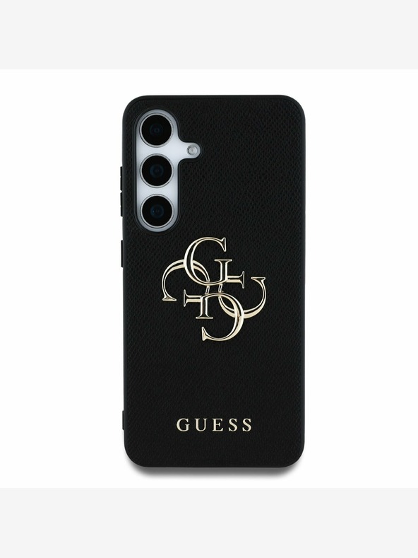 Guess Guess PU Genarbtes 4G Metall Logo Back Cover für Samsung Galaxy S25 Schwarz