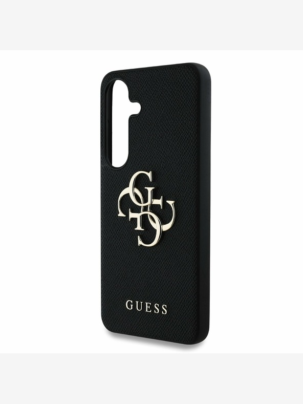 Guess Guess PU Genarbtes 4G Metall Logo Back Cover für Samsung Galaxy S25 Schwarz