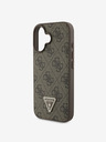 Guess Guess PU 4G Strass-Dreieck Metall-Logo Backcover + Crossbody Strap für iPhone 16 Braun