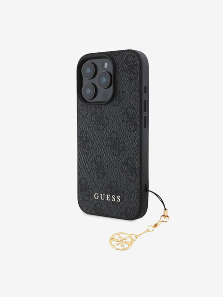 Guess Guess 4G Charm Back Cover für iPhone 16 Pro Ton in Ton Grau