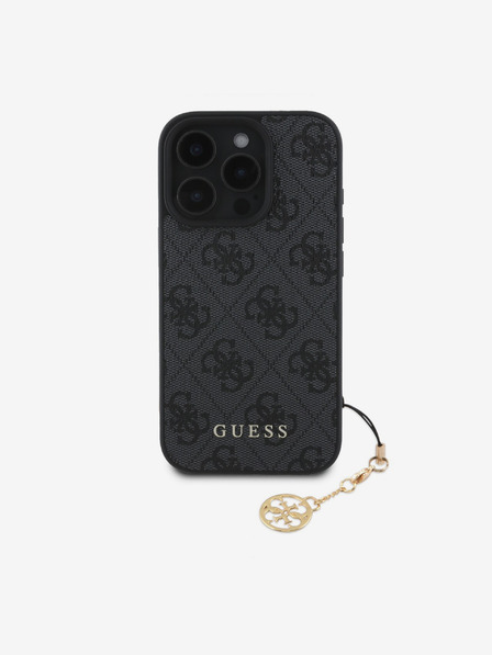 Guess Guess 4G Charm Back Cover für iPhone 16 Pro Ton in Ton Grau