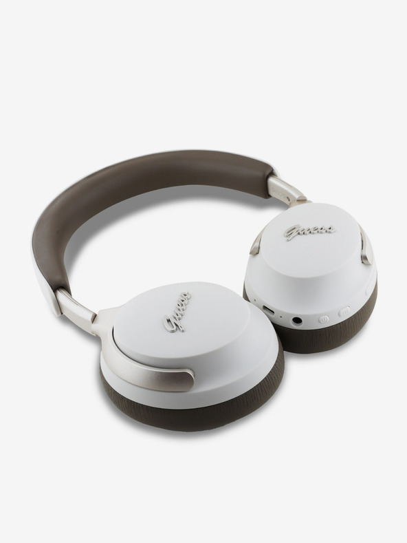 Guess Guess PU Leder Script Logo ANC/ENC Kabellose Kopfhörer Beige