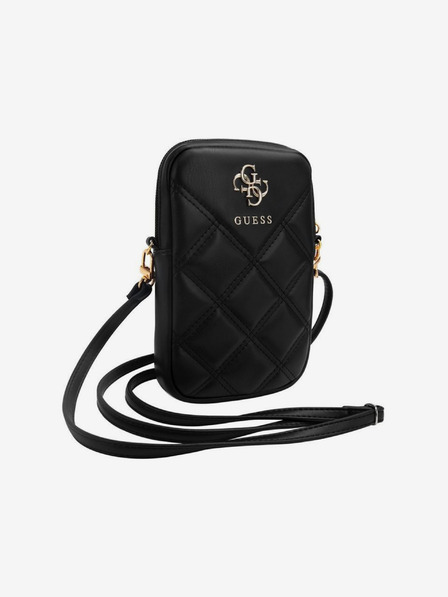 Guess Guess PU Gesteppte 4G Metall Logo Handytasche mit Reißverschluss Schwarz