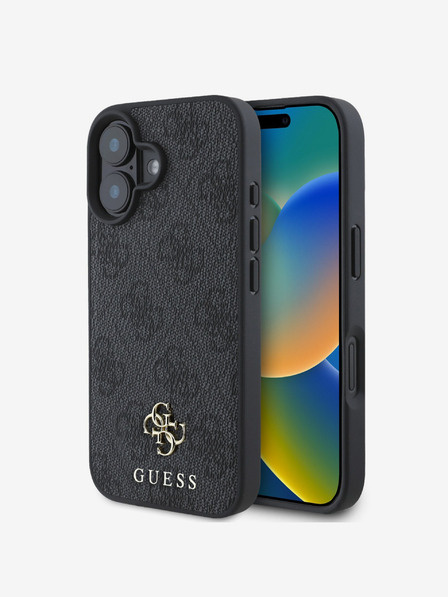 Guess Guess PU 4G Small Metal Logo MagSafe Schutzhülle für iPhone 16 Grau