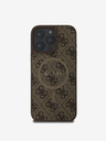 Guess Guess PU Leder 4G Farbiger Ring MagSafe Back Cover für iPhone 16 Pro Braun