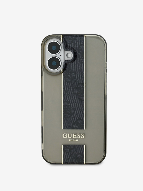 Guess Guess IML Middle 4G Stripe Back Cover für iPhone 16 Schwarz