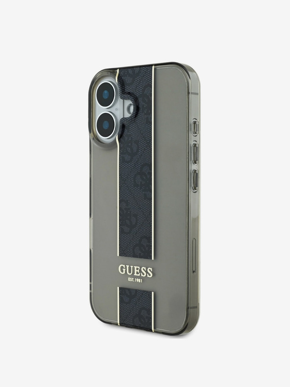 Guess Guess IML Middle 4G Stripe Back Cover für iPhone 16 Schwarz
