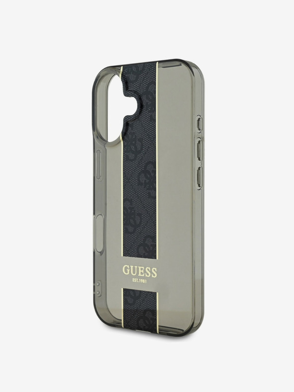Guess Guess IML Middle 4G Stripe Back Cover für iPhone 16 Schwarz