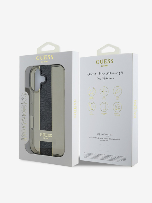 Guess Guess IML Middle 4G Stripe Back Cover für iPhone 16 Schwarz