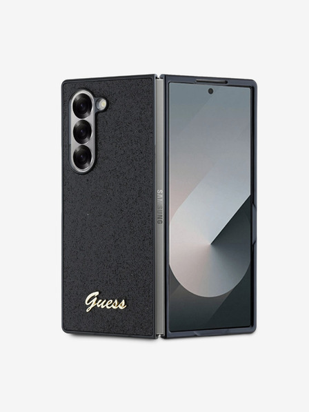 Guess Guess PC/TPU Glitter Flakes Metal Logo Back Cover für Samsung Galaxy Z Fold 6 Schwarz
