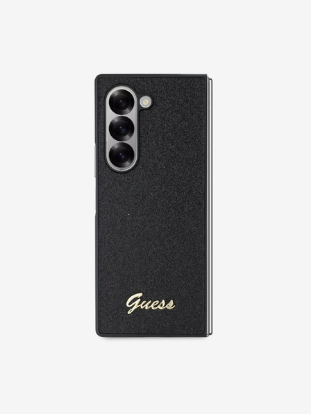 Guess Guess PC/TPU Glitter Flakes Metal Logo Back Cover für Samsung Galaxy Z Fold 6 Schwarz