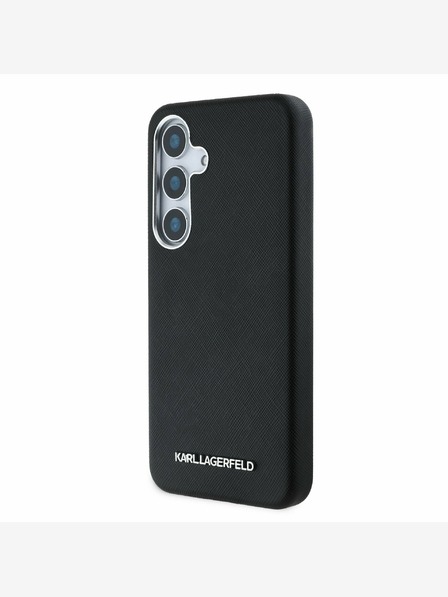 Karl Lagerfeld Karl Lagerfeld PU Saffiano Metall Logo und Rahmen Schutzhülle für Samsung Galaxy S25+ Schwarz