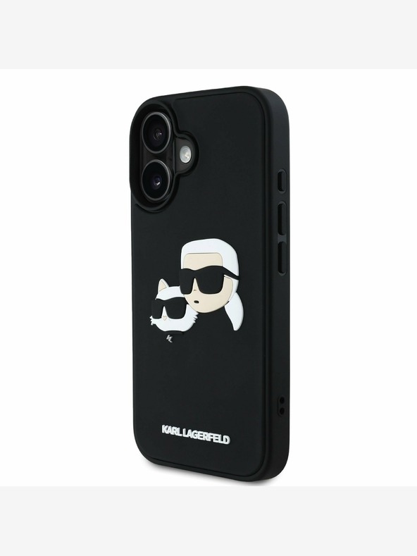 Karl Lagerfeld Karl Lagerfeld 3D Rubber Double Heads Back Cover für iPhone 16 Schwarz
