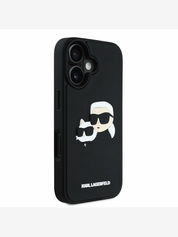 Karl Lagerfeld Karl Lagerfeld 3D Rubber Double Heads Back Cover für iPhone 16 Schwarz