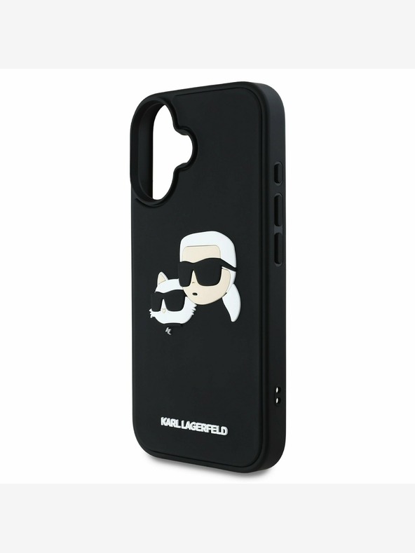 Karl Lagerfeld Karl Lagerfeld 3D Rubber Double Heads Back Cover für iPhone 16 Schwarz