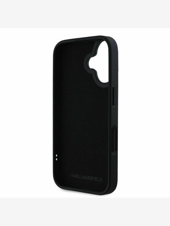 Karl Lagerfeld Karl Lagerfeld 3D Rubber Double Heads Back Cover für iPhone 16 Schwarz