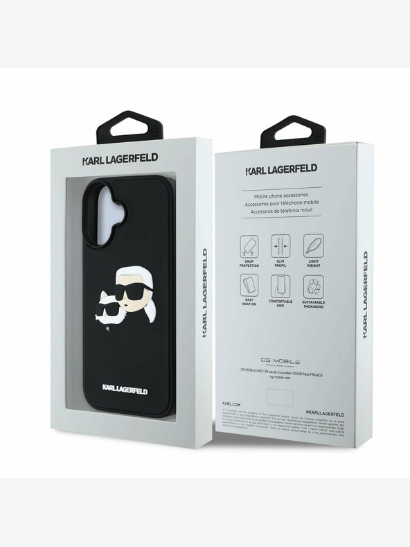 Karl Lagerfeld Karl Lagerfeld 3D Rubber Double Heads Back Cover für iPhone 16 Schwarz