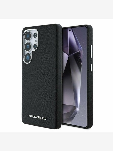 Karl Lagerfeld Karl Lagerfeld PU Saffiano Metall-Logo und Rahmen Backcover für Samsung Galaxy S25 Ultra Schwarz