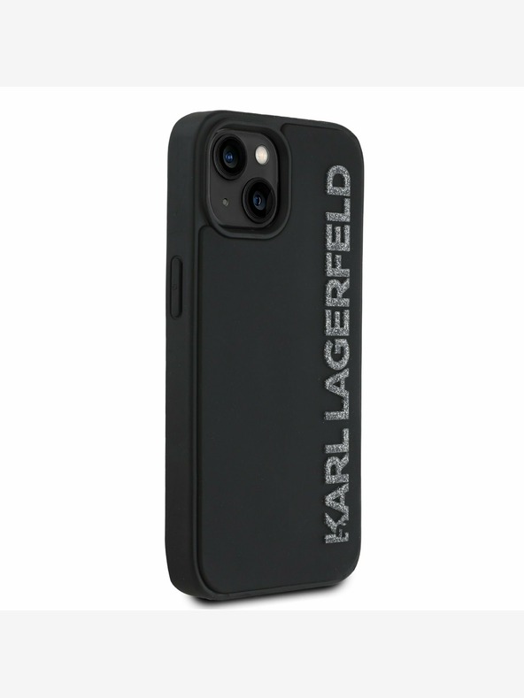 Karl Lagerfeld Karl Lagerfeld 3D Rubber Glitter Logo Back Cover für iPhone 13 Schwarz