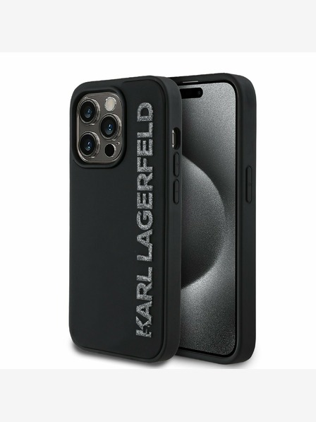 Karl Lagerfeld Karl Lagerfeld 3D-Gummi-Glitzer-Logo-Rückseite für iPhone 13 Pro Schwarz