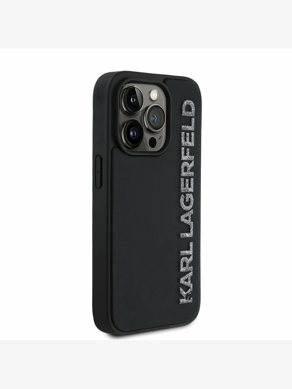 Karl Lagerfeld Karl Lagerfeld 3D-Gummi-Glitzer-Logo-Rückseite für iPhone 13 Pro Schwarz