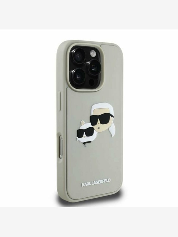 Karl Lagerfeld Karl Lagerfeld 3D Rubber Double Heads Back Cover für iPhone 16 Pro Beige