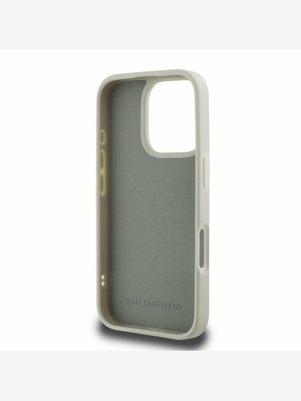Karl Lagerfeld Karl Lagerfeld 3D Rubber Double Heads Back Cover für iPhone 16 Pro Beige