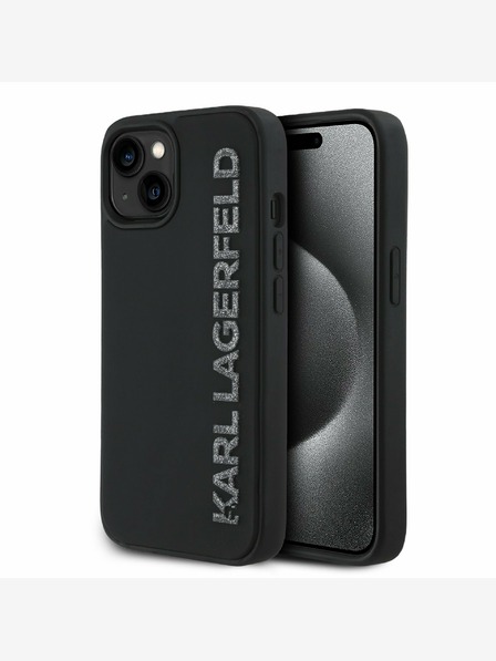 Karl Lagerfeld Karl Lagerfeld 3D-Gummi-Glitzer-Logo-Rückseite für iPhone 14 Schwarz