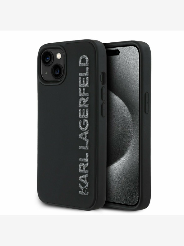Karl Lagerfeld Karl Lagerfeld 3D-Gummi-Glitzer-Logo-Rückseite für iPhone 14 Schwarz