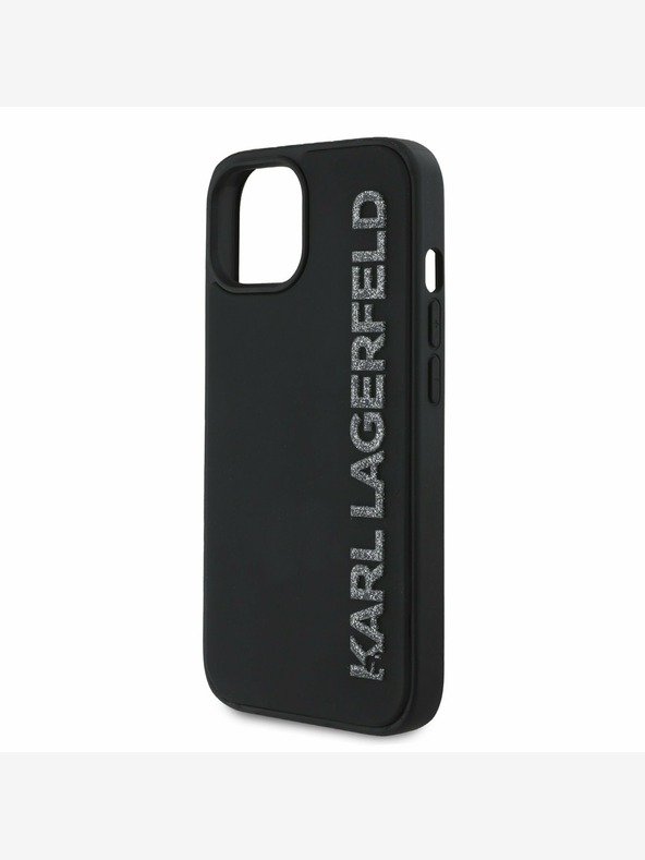Karl Lagerfeld Karl Lagerfeld 3D-Gummi-Glitzer-Logo-Rückseite für iPhone 14 Schwarz