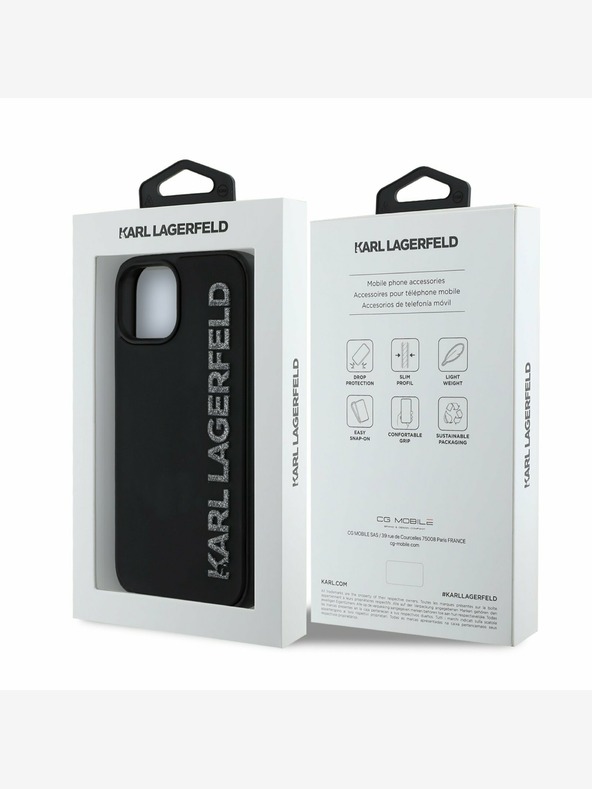 Karl Lagerfeld Karl Lagerfeld 3D-Gummi-Glitzer-Logo-Rückseite für iPhone 14 Schwarz