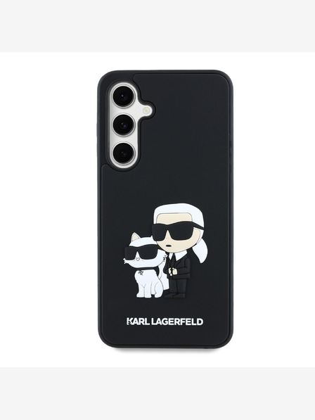 Karl Lagerfeld Karl Lagerfeld 3D Gummi Karl und Choupette Rückendeckel für Samsung Galaxy S24 FE Schwarz