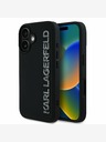 Karl Lagerfeld Karl Lagerfeld 3D Rubber Glitter Logo Back Cover für iPhone 16 Schwarz