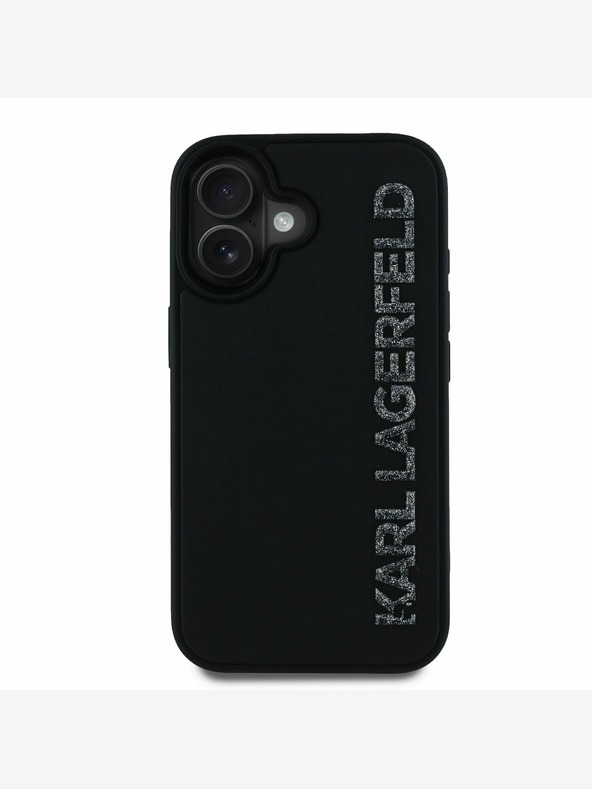 Karl Lagerfeld Karl Lagerfeld 3D Rubber Glitter Logo Back Cover für iPhone 16 Schwarz