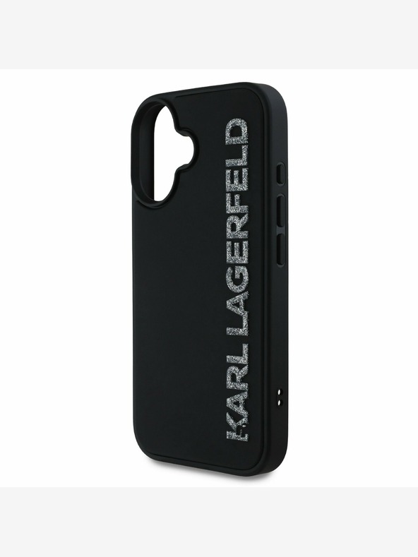 Karl Lagerfeld Karl Lagerfeld 3D Rubber Glitter Logo Back Cover für iPhone 16 Schwarz