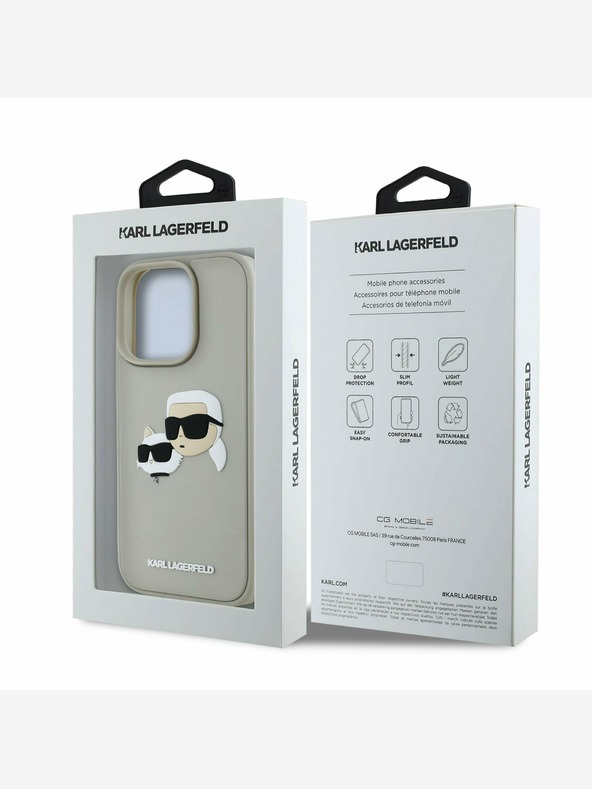 Karl Lagerfeld Karl Lagerfeld 3D Rubber Double Heads Back Cover für iPhone 16 Pro Max Beige