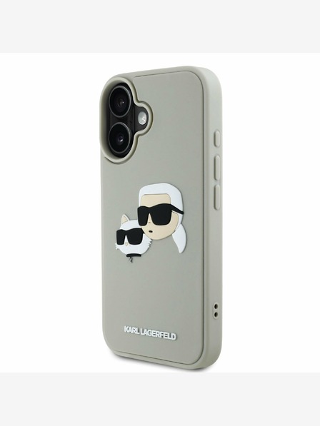 Karl Lagerfeld Karl Lagerfeld 3D-Gummi-Doppelkopf-Rückseite für iPhone 16 Beige